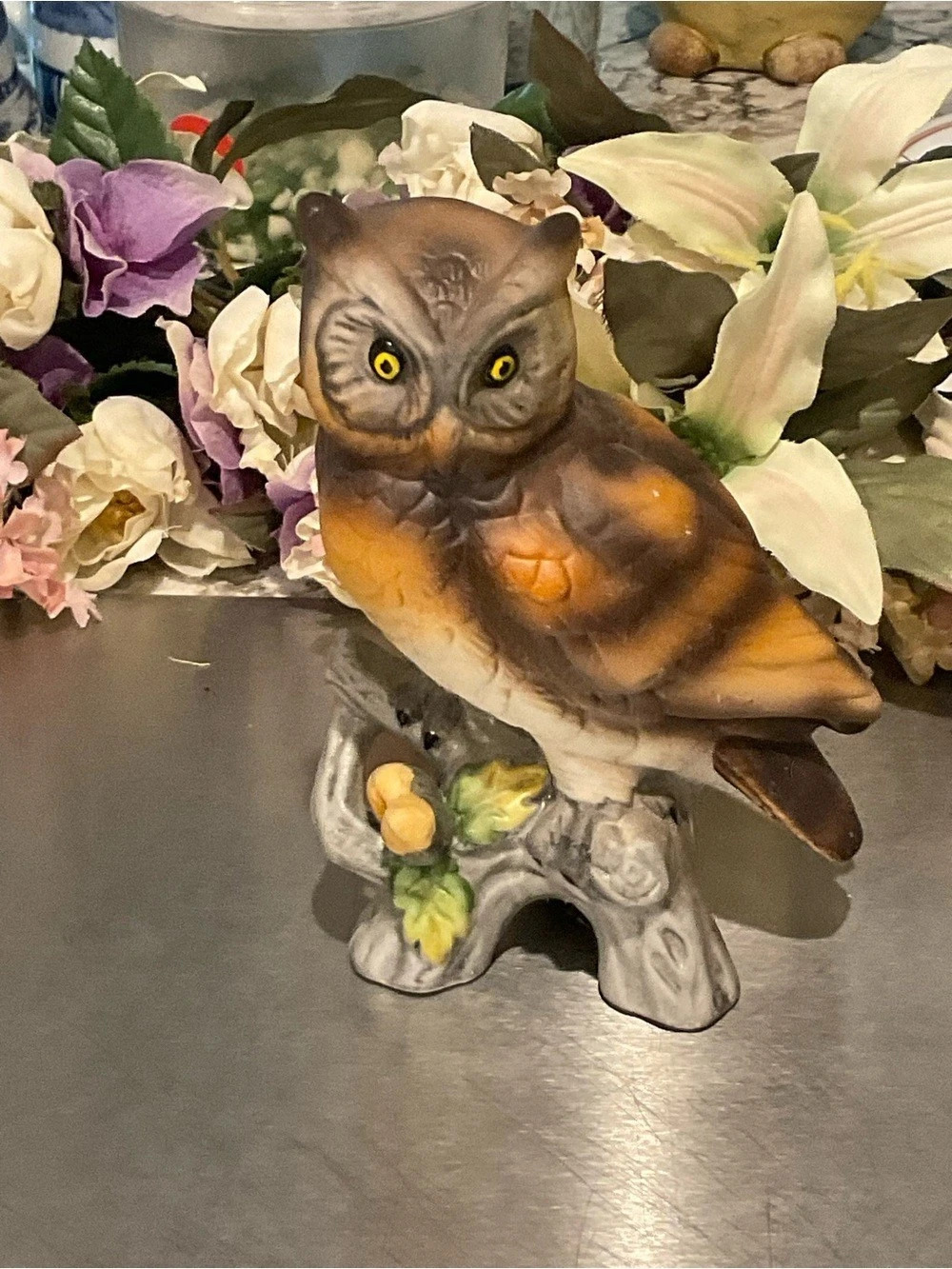 Shelf 1—PORCELAIN/CERAMIC OWL SITTING ON A BRANCH